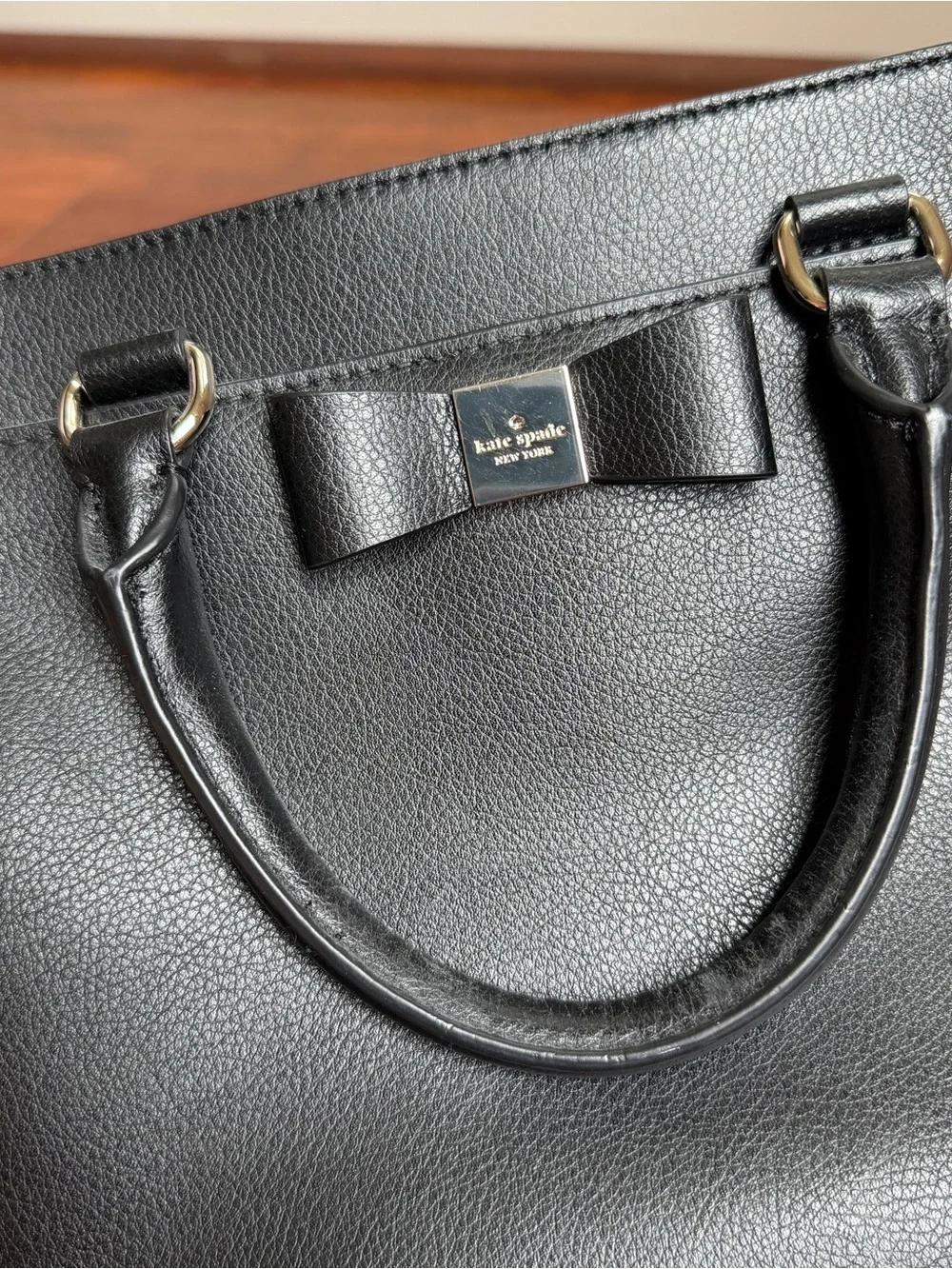 kate spade Black Leather Bow Satchel Handbag